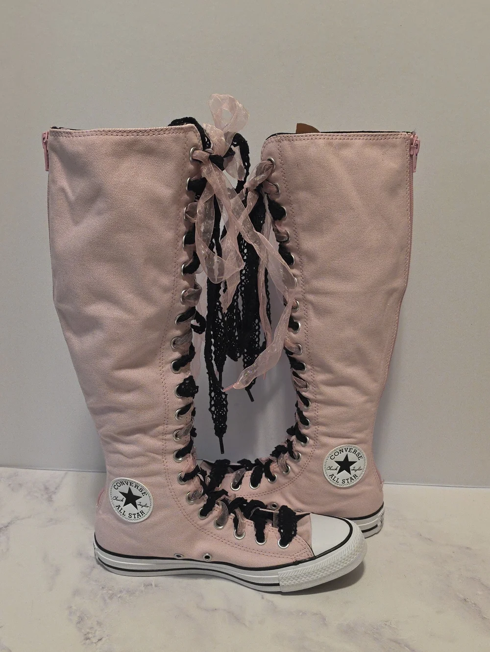 Converse All Star Light Pink Knee-High Lace-Up Canvas Sneakers Brand New No Tag